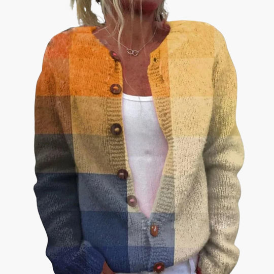 Women’s Floral  Cardigan with Long Sleeves and Ribbed Hem