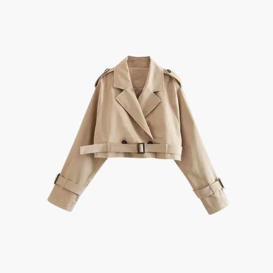 Women’s Cropped Jacket with Adjustable Belt and Structured Fit