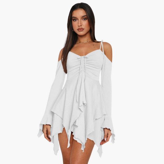 Women’s Mini Dress with Off‑Shoulder and Layered Detail