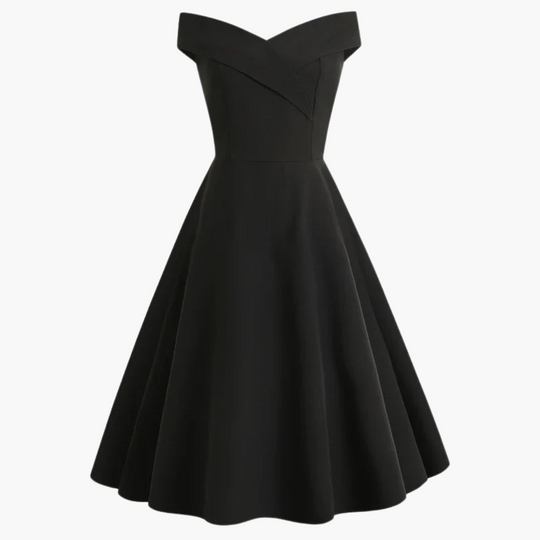 Women’s Off-Shoulder Midi Dress with Fitted Waist
