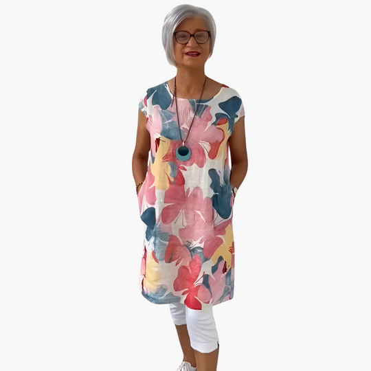 Women’s Shirt Dress with Floral Print and Pockets