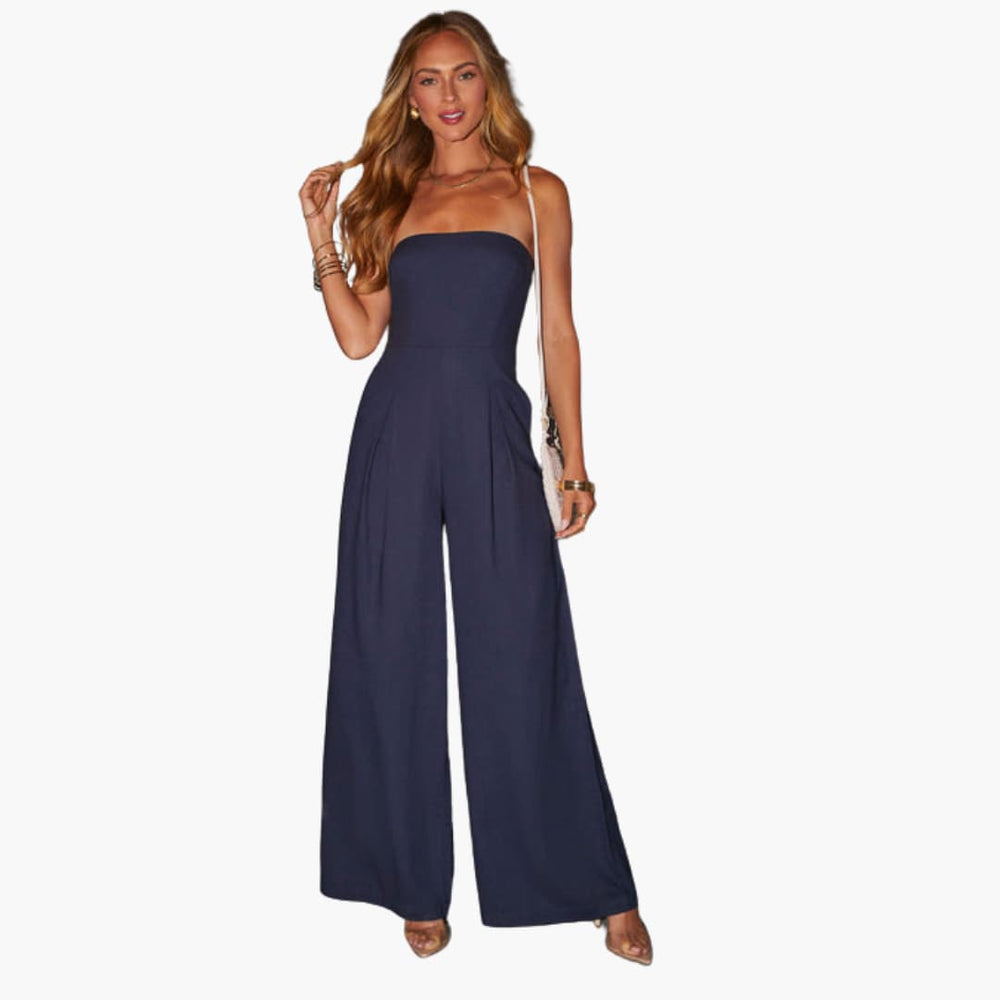 Women’s Straight-Leg Jumpsuit with Plain Woven Finish
