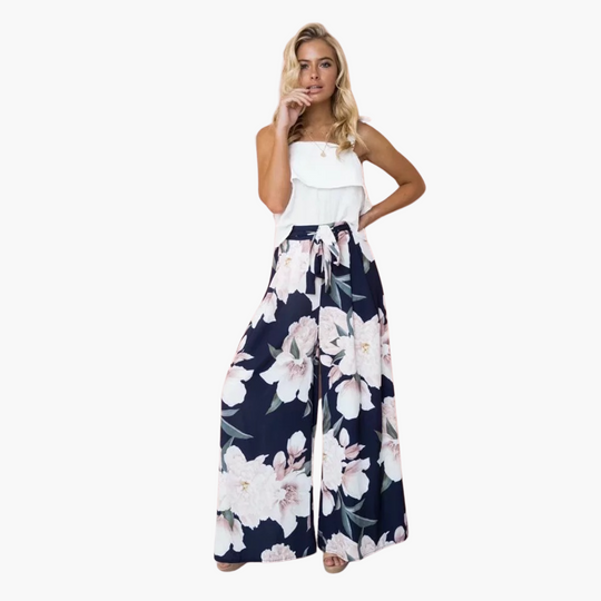 Women’s Loose-Fit Summer Trousers with Floral Print and Wide-Leg Design