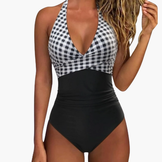 Women’s One-Piece Swimsuit with V-Neck