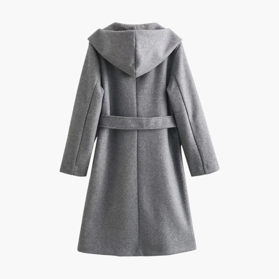 Women’s Trench Coat with Hood and Belted Waist
