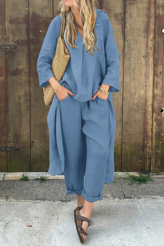 Women's Two-Piece Set with Lightweight Fabric and Flattering Cut
