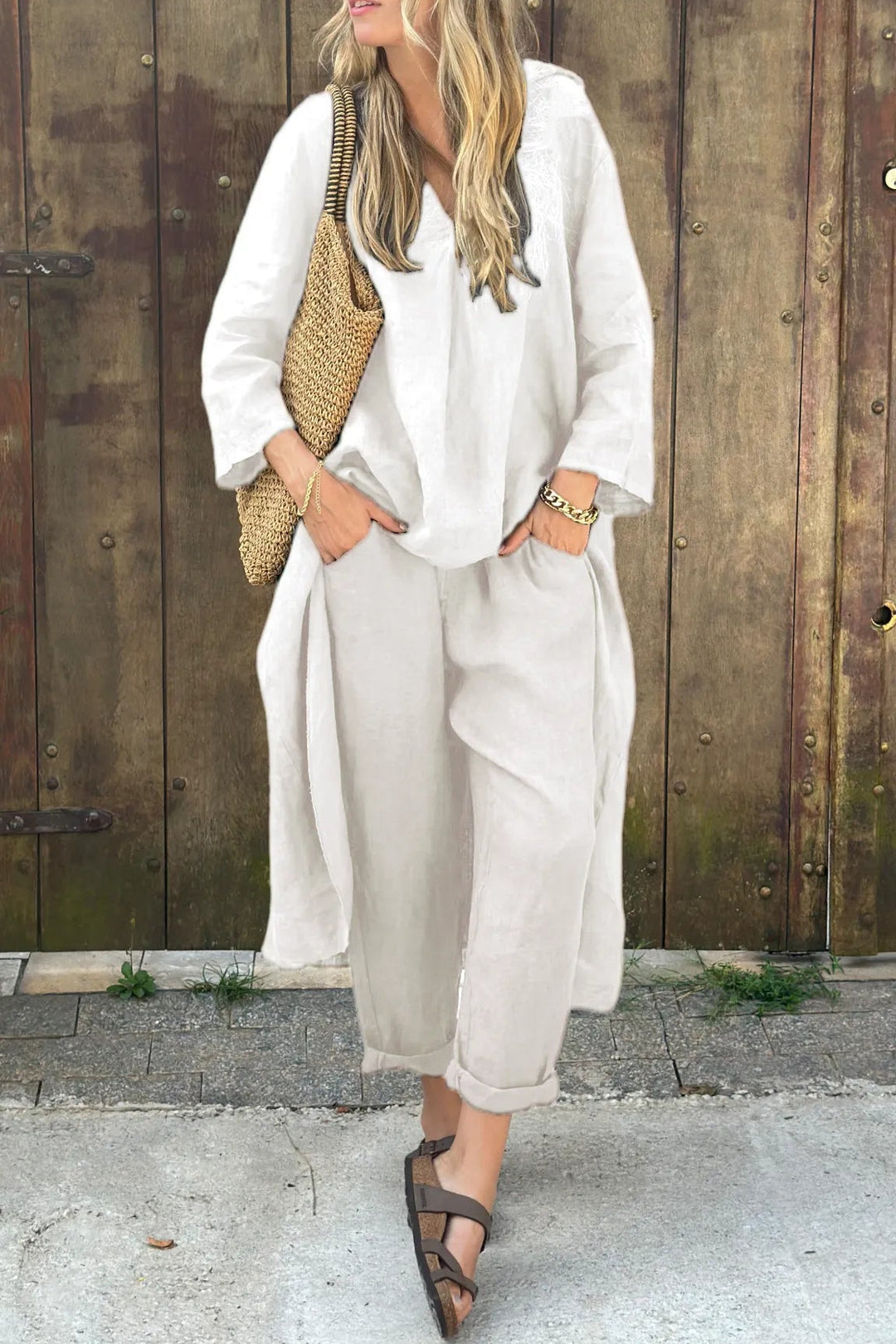 Women's Two-Piece Set with Lightweight Fabric and Flattering Cut