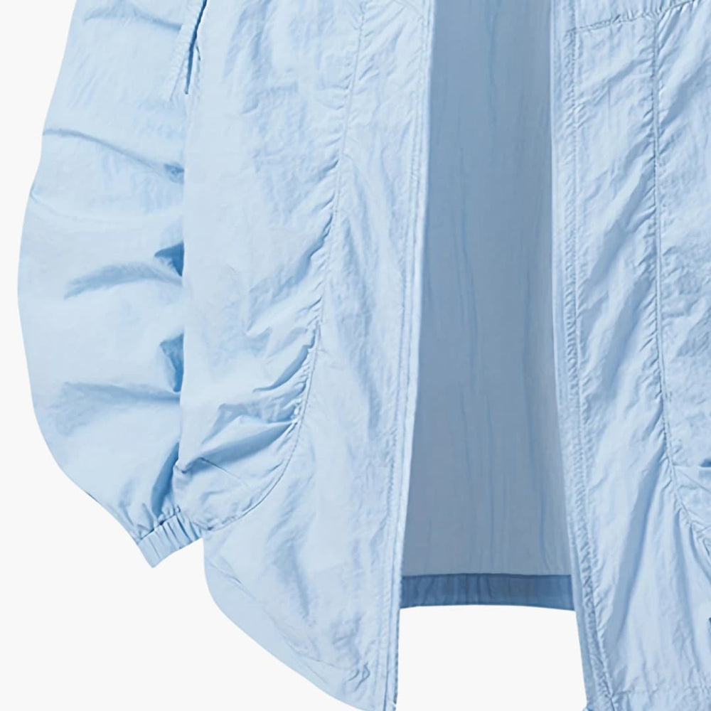 Unisex Windbreaker Jacket with Hood and Zippered Pockets