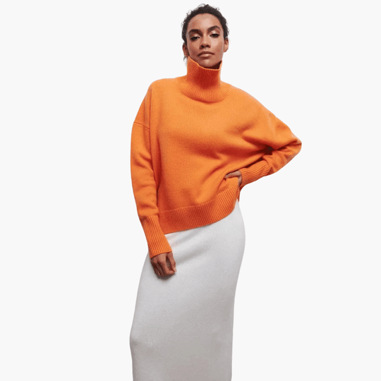 Women's Ribbed Turtleneck Jumper with Long Sleeves and Fitted Silhouette