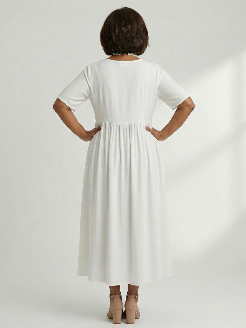 Ciren | Simple Gather Midi Dress