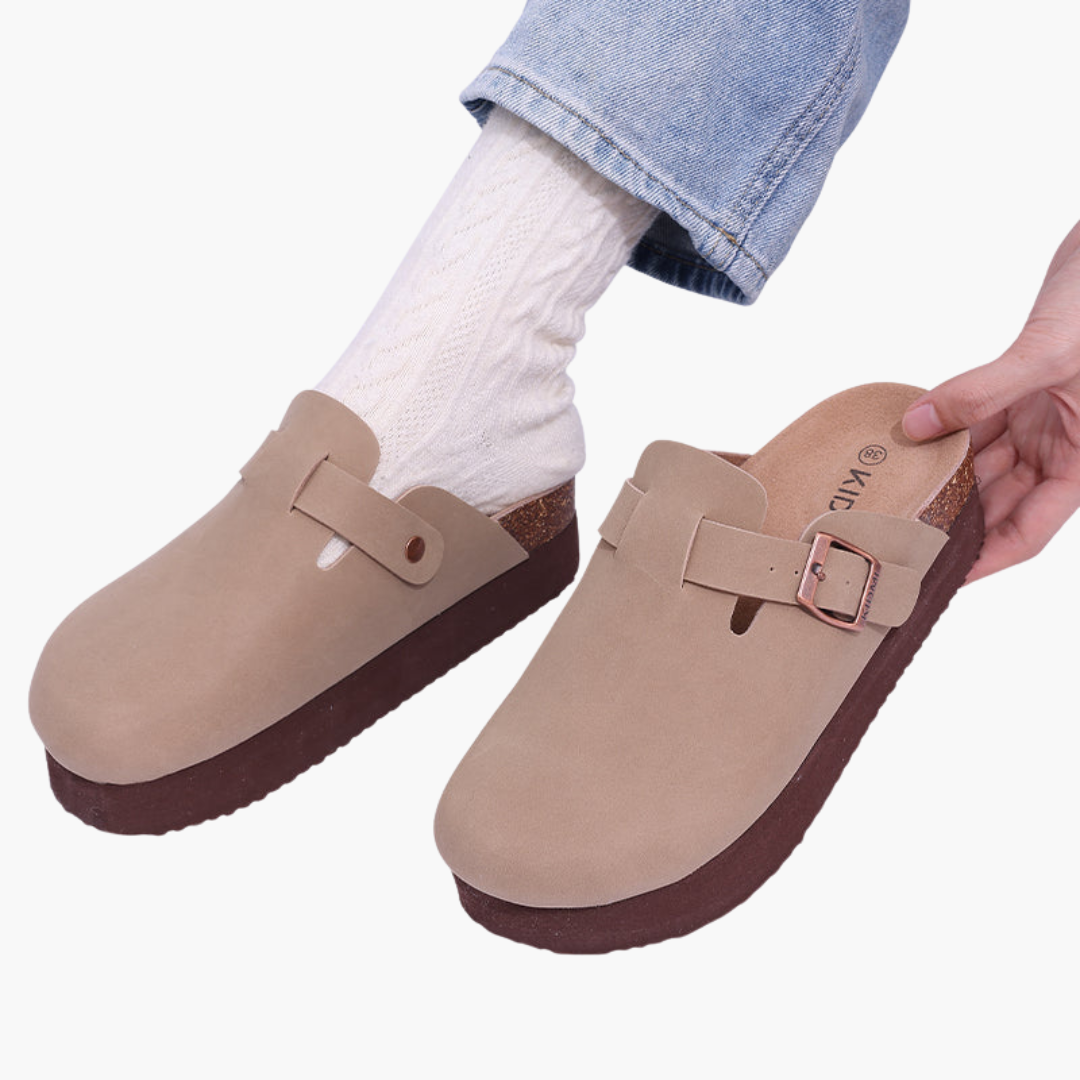 Women's Clogs with Slip-On Design and Buckle Detail