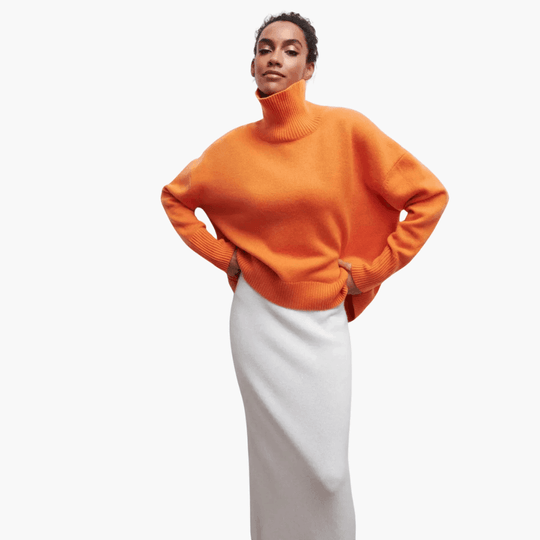 Women's Ribbed Turtleneck Jumper with Long Sleeves and Fitted Silhouette