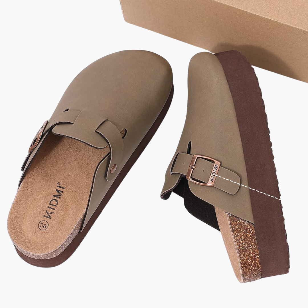 Women's Clogs with Slip-On Design and Buckle Detail