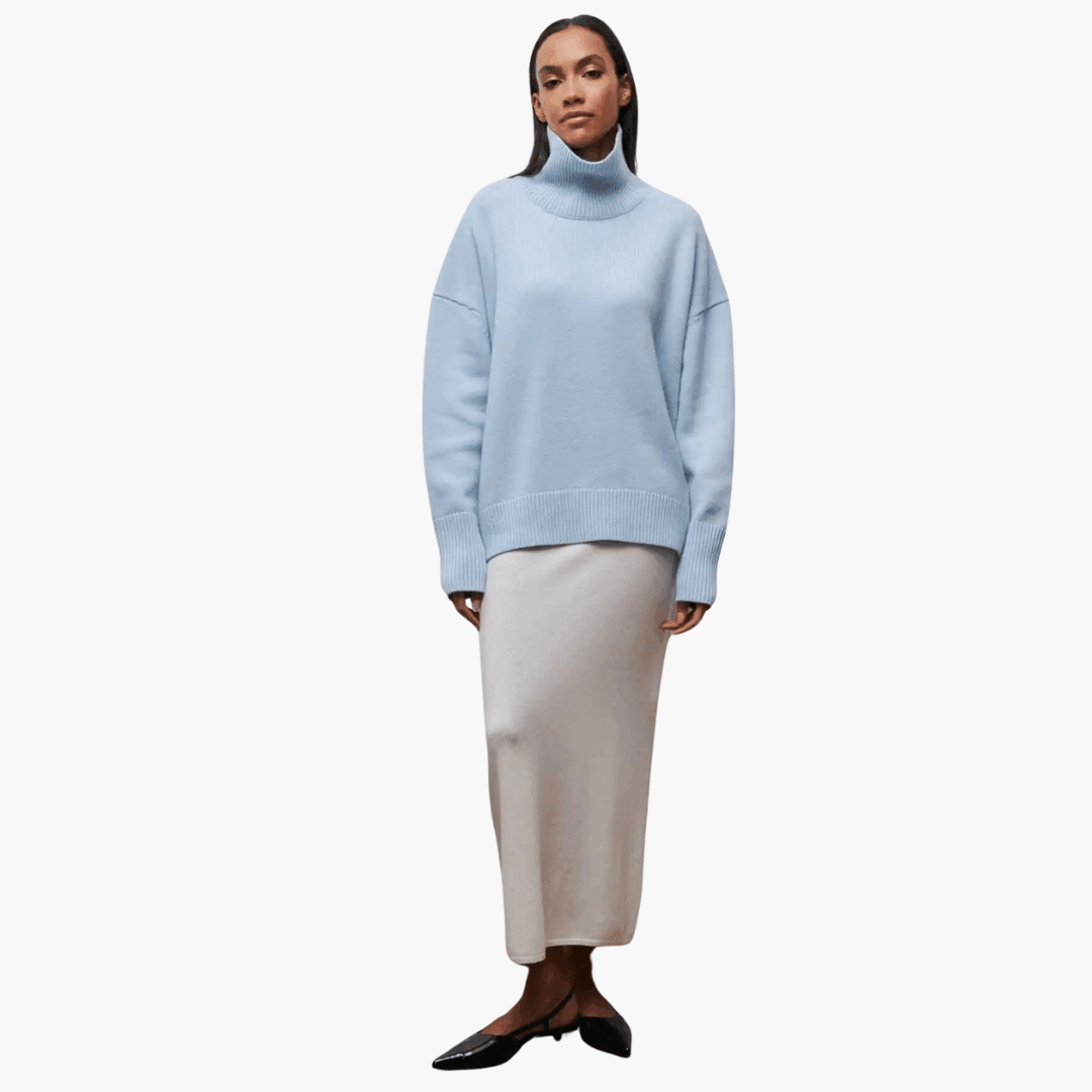 Women's Ribbed Turtleneck Jumper with Long Sleeves and Fitted Silhouette