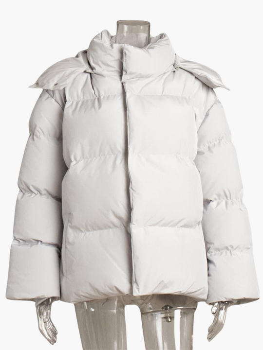 Women’s Hooded Puffer Jacket with Front Zip and Quilted Design