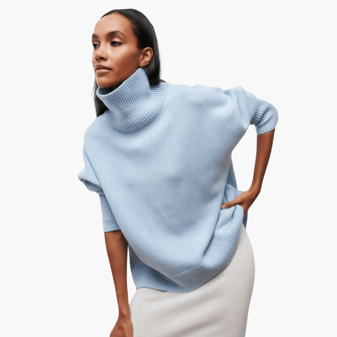 Women's Ribbed Turtleneck Jumper with Long Sleeves and Fitted Silhouette