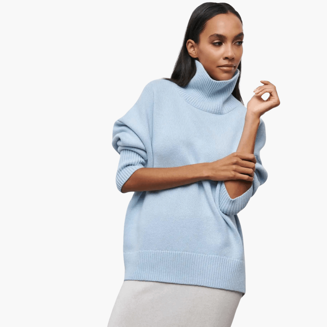 Women's Ribbed Turtleneck Jumper with Long Sleeves and Fitted Silhouette