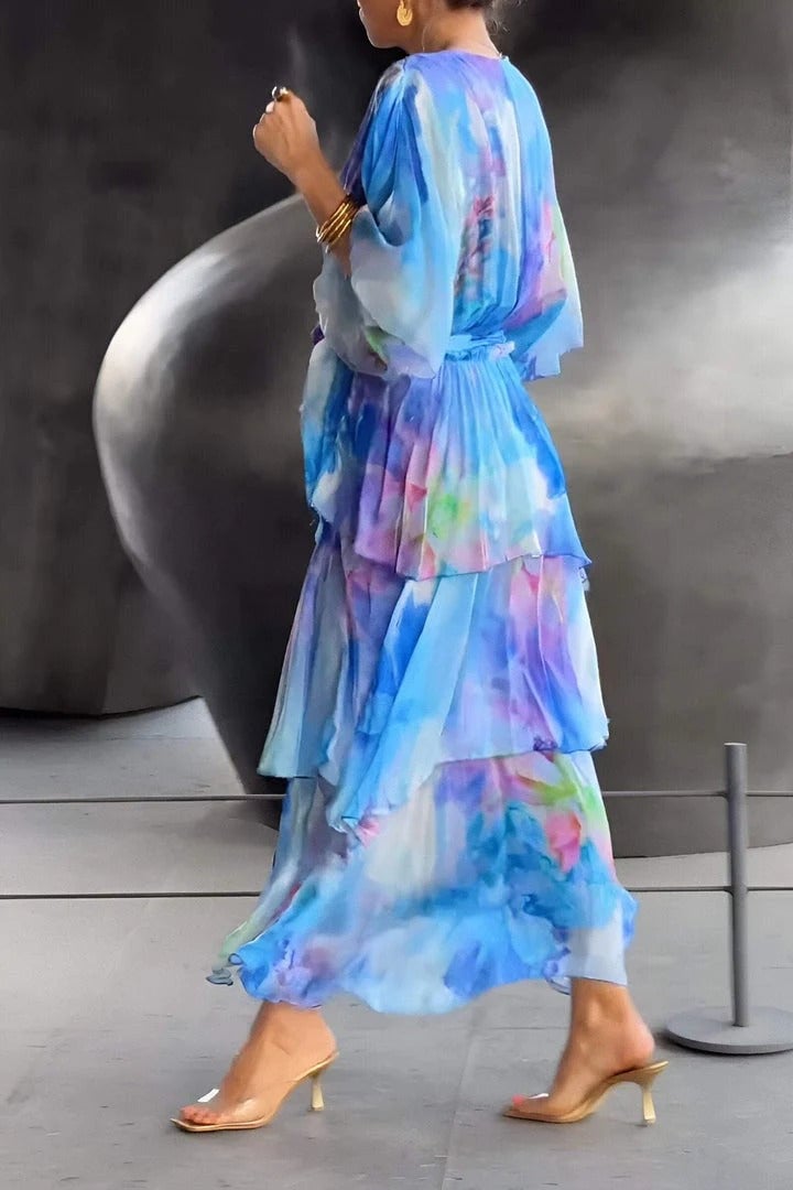 Women's Maxi Dress with Bohemian Print and Flowing Silhouette