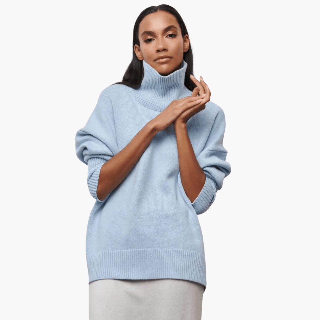 Women's Ribbed Turtleneck Jumper with Long Sleeves and Fitted Silhouette