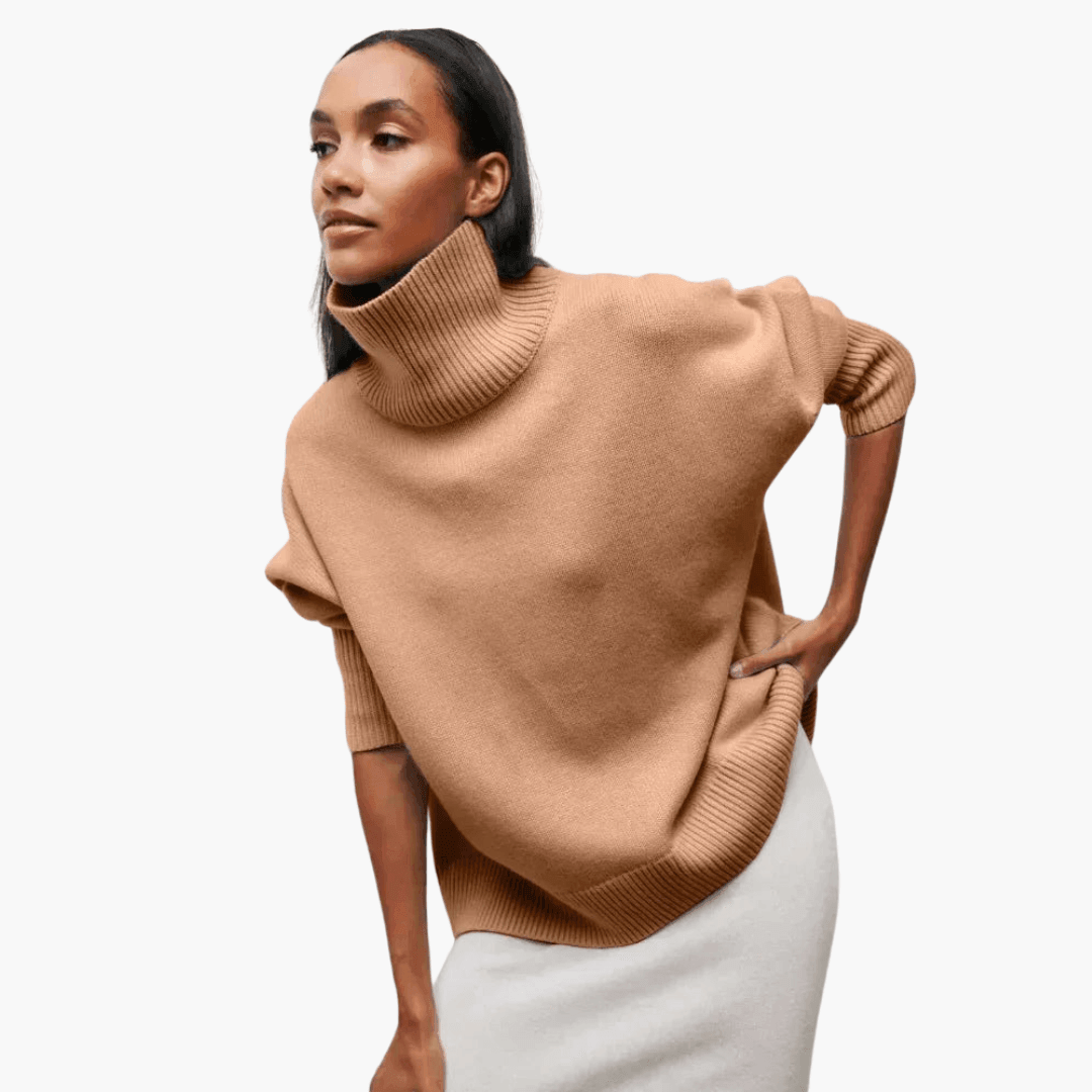 Women's Ribbed Turtleneck Jumper with Long Sleeves and Fitted Silhouette