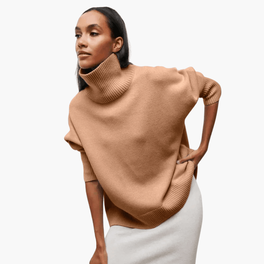 Women's Ribbed Turtleneck Jumper with Long Sleeves and Fitted Silhouette