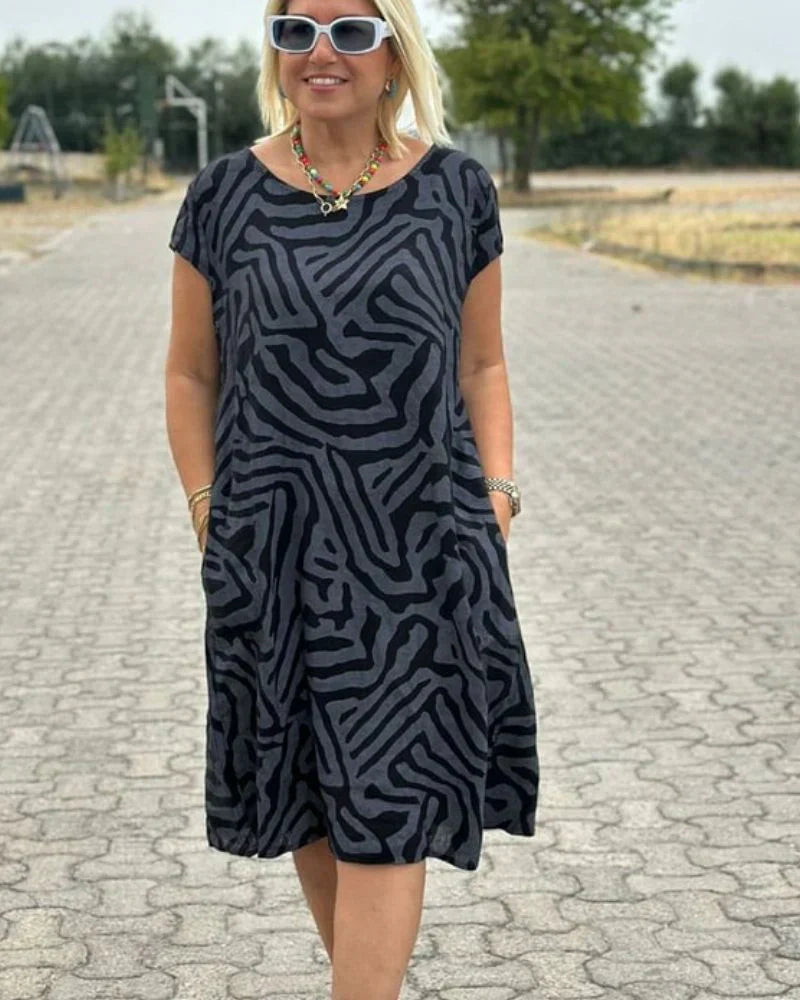 Women's Casual Summer Dress with A-Line Fit and Flared Sleeves
