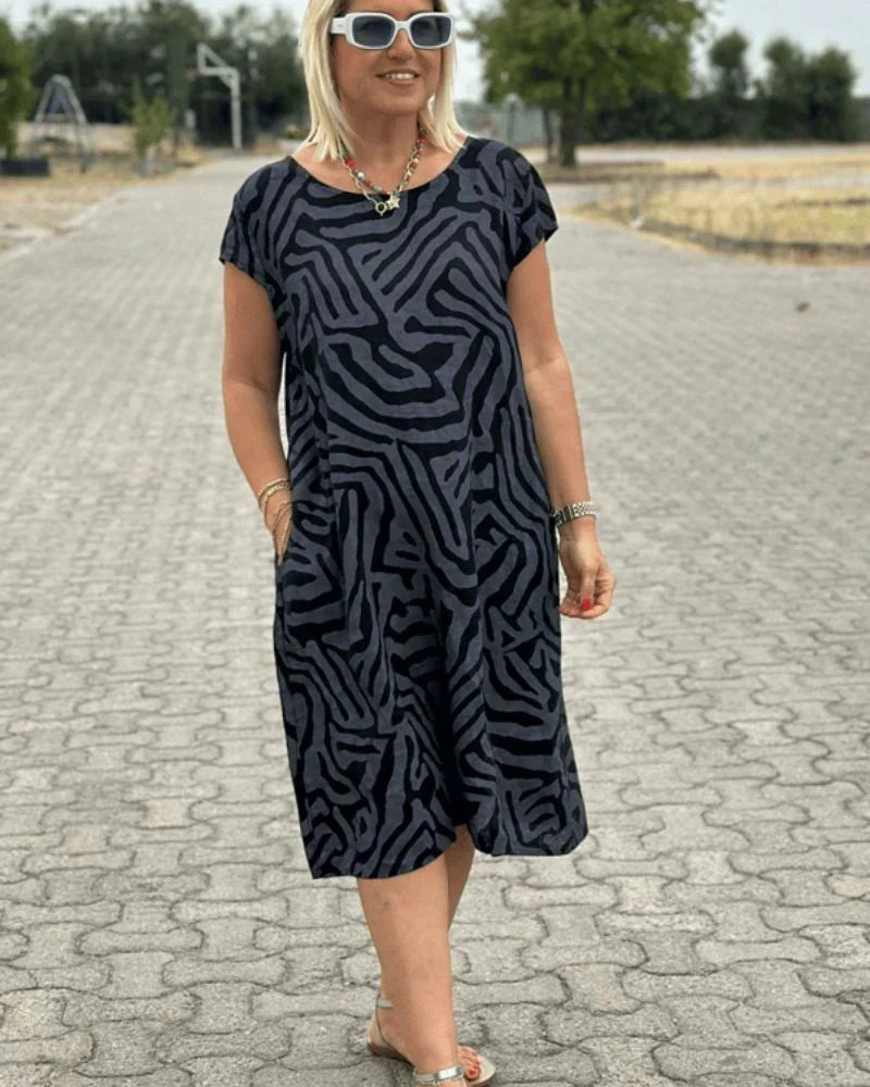Women's Casual Summer Dress with A-Line Fit and Flared Sleeves