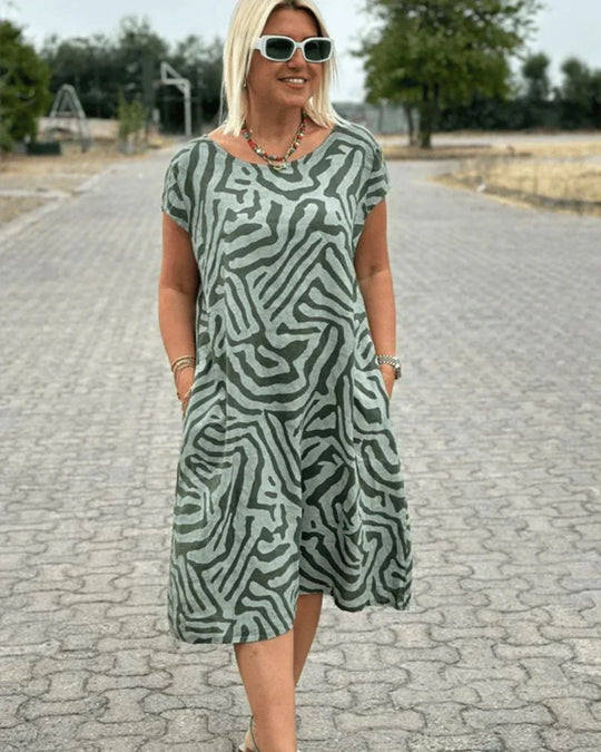 Women's Casual Summer Dress with A-Line Fit and Flared Sleeves