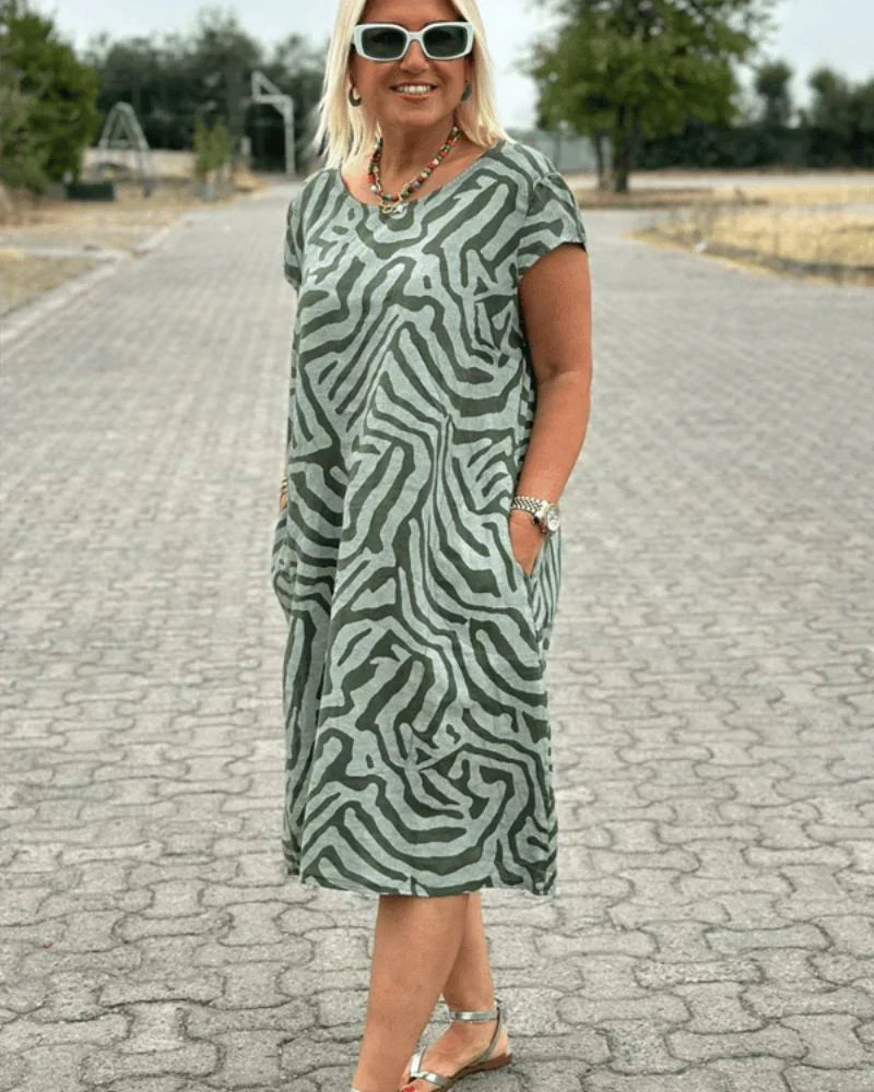 Women's Casual Summer Dress with A-Line Fit and Flared Sleeves