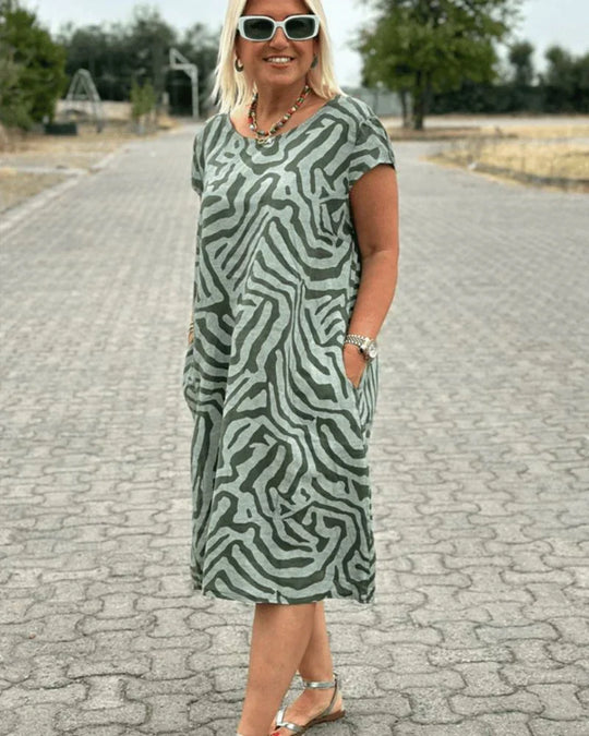 Women's Casual Summer Dress with A-Line Fit and Flared Sleeves