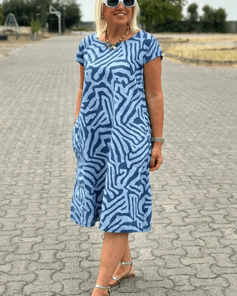 Women's Casual Summer Dress with A-Line Fit and Flared Sleeves