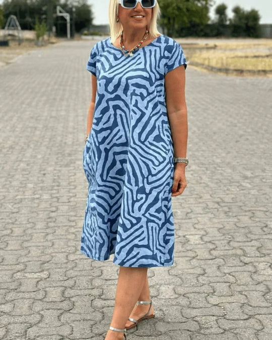 Women's Casual Summer Dress with A-Line Fit and Flared Sleeves