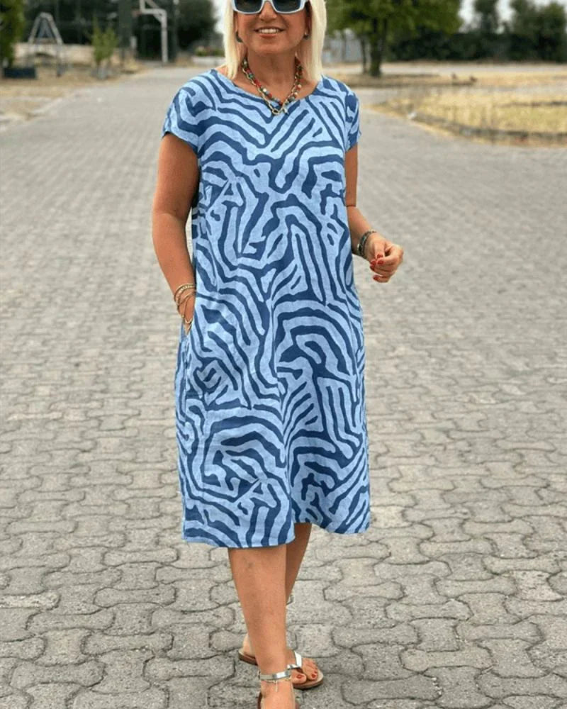 Women's Casual Summer Dress with A-Line Fit and Flared Sleeves