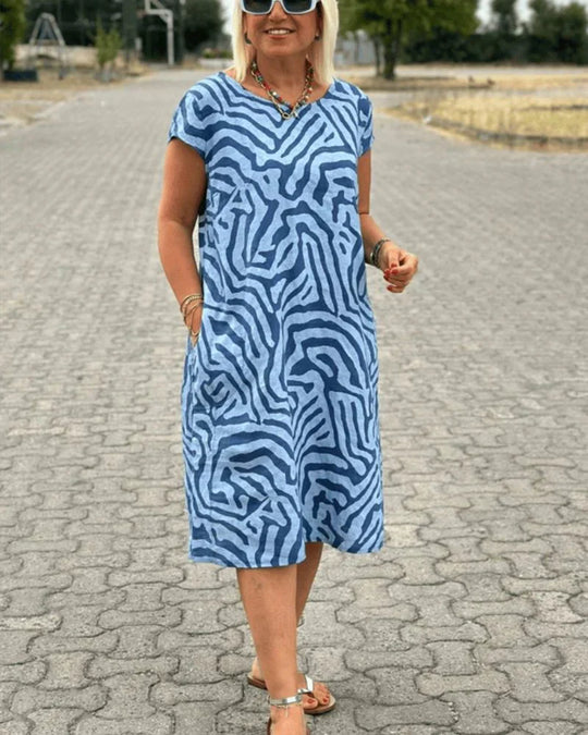 Women's Casual Summer Dress with A-Line Fit and Flared Sleeves