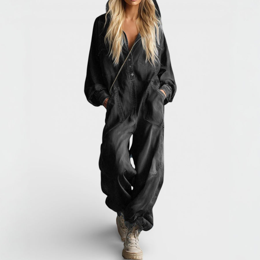 Women's Jumpsuit with Hood and Functional Pocketsv