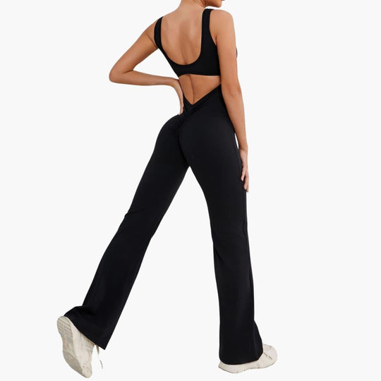 Women's Activewear Tracksuit with Sleeveless Scoop Neck and Flared Leg Trousers
