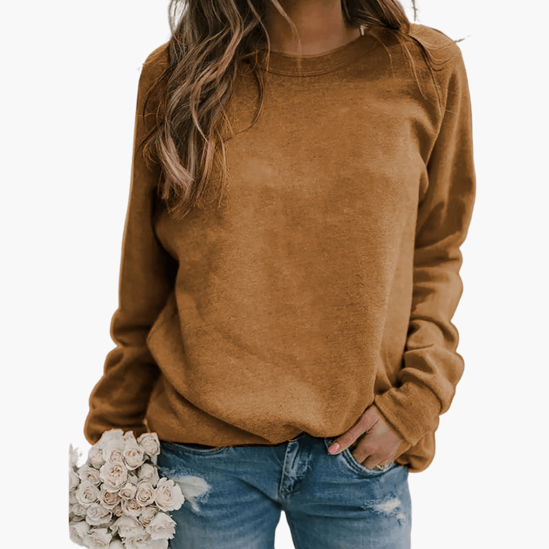 Women's Oversized Sweatshirt with Long Sleeves and Crew Neck