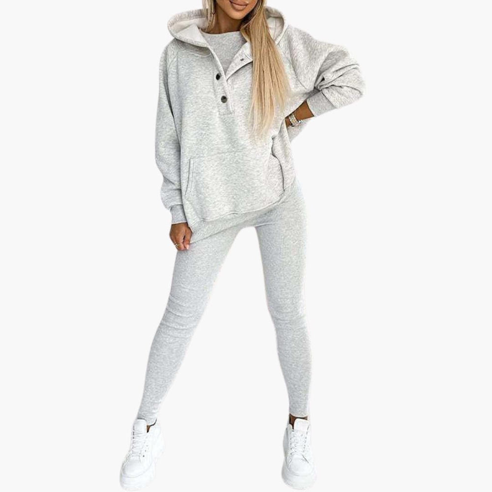 Women’s Three-Piece Lounge Set with Vest, Long Sleeve Top and Trousers