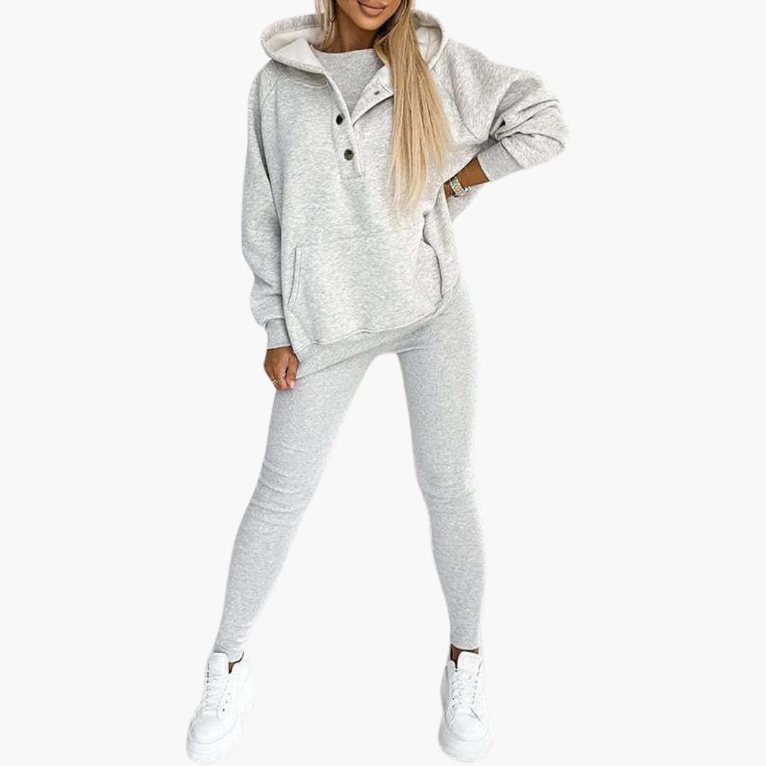 Women’s Three-Piece Lounge Set with Vest, Long Sleeve Top and Trousers