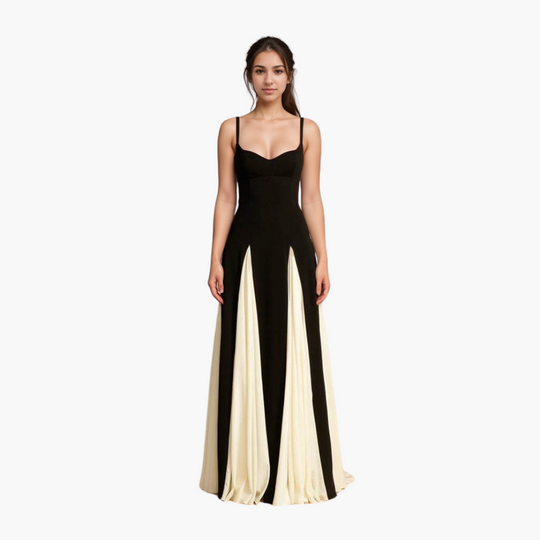 Women’s Maxi Dress with Sweetheart Neck and Colourblock