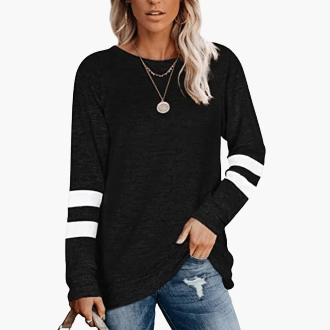 Women’s Long Sleeve Shirt with Relaxed Fit and Crew Neckline