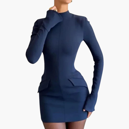Women's Bodycon Mini Dress with Long Sleeves and Bell Cuffs