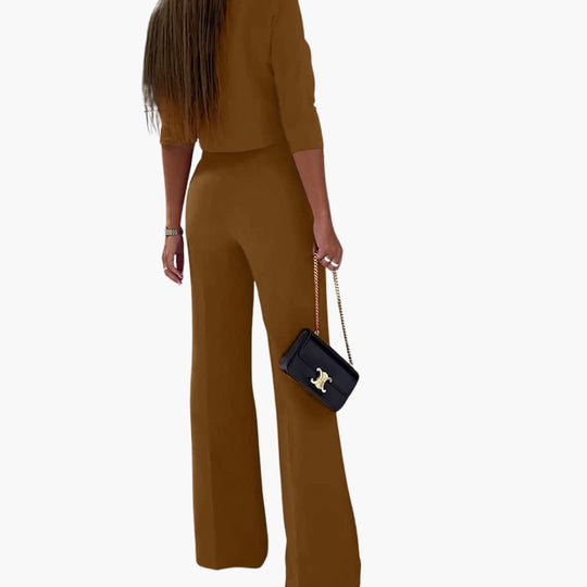 Women’s Two-Piece Set with Cropped Top and Trousers