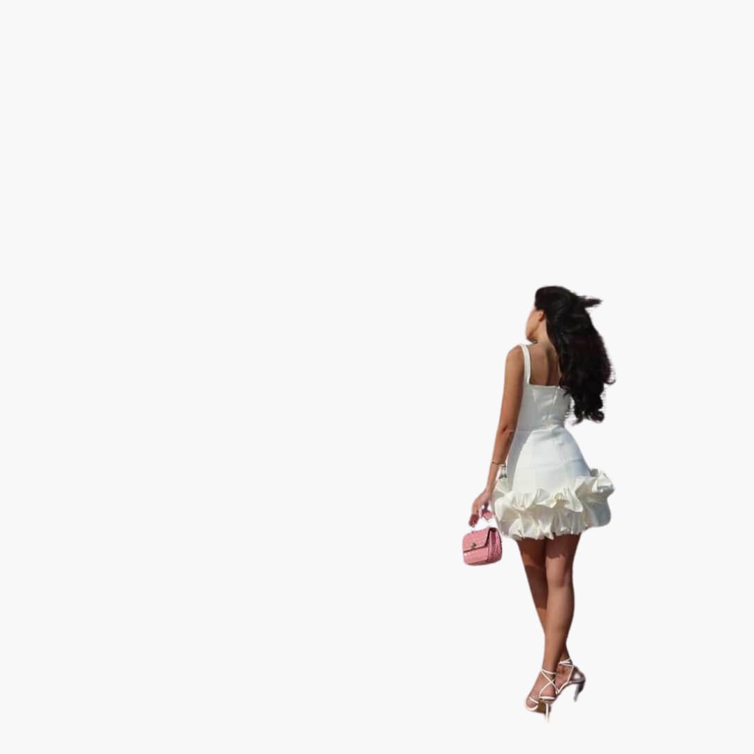 Women's Mini Dress with Ruffled Hem and Sleeveless Design