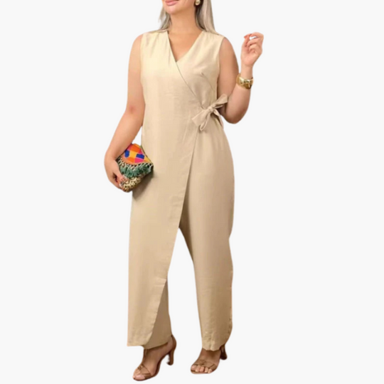 Women’s Jumpsuit with Wrap Front and Tie