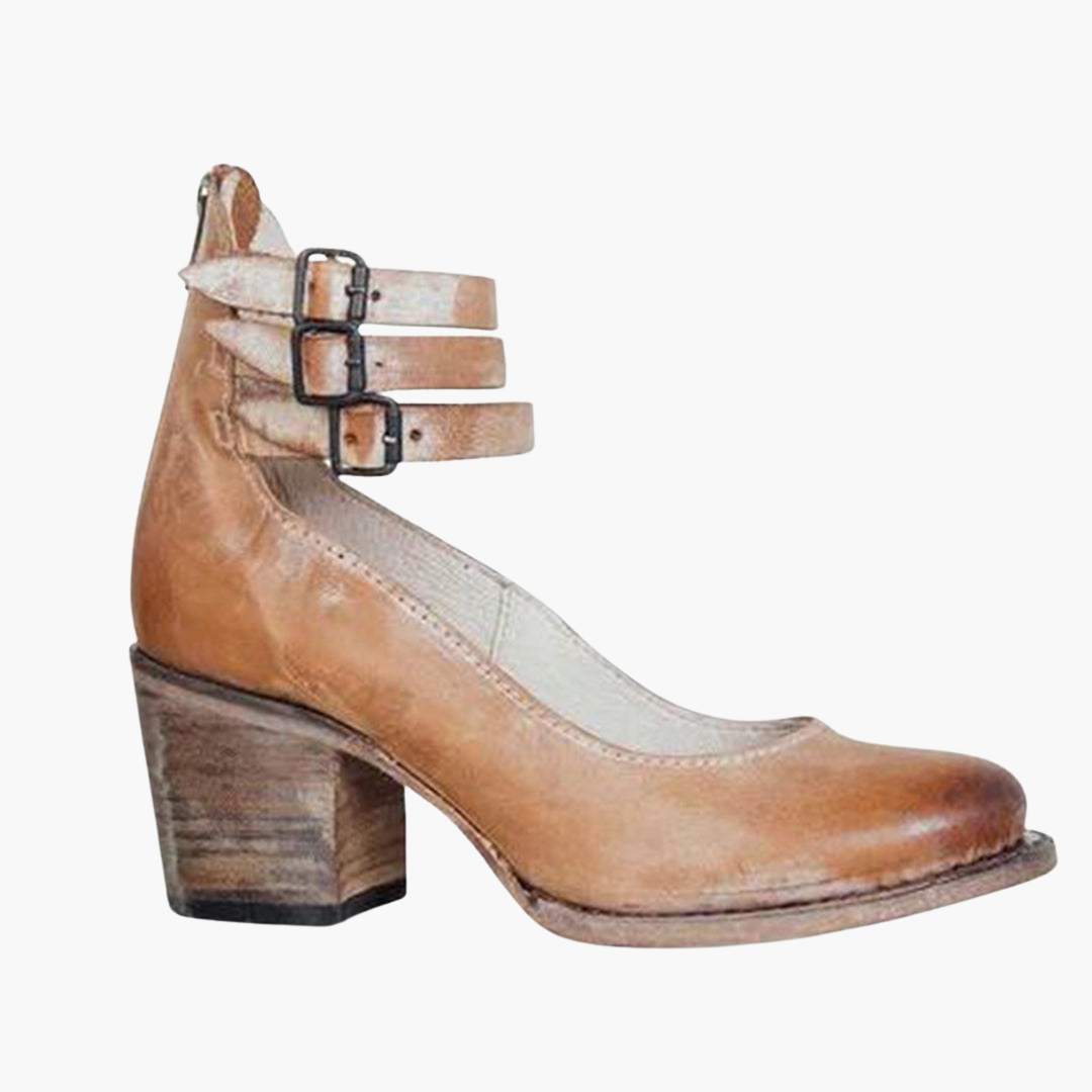 Women’s Ankle Boots with Chunky Heel and Buckle Detail
