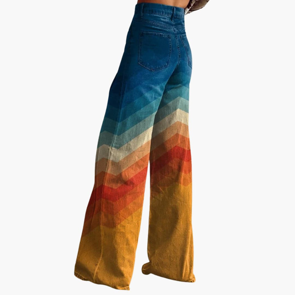 Women's Trousers with High Waist and Back Pockets