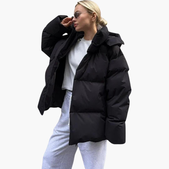Women’s Puffer Jacket with Oversized Fit and Padded Design