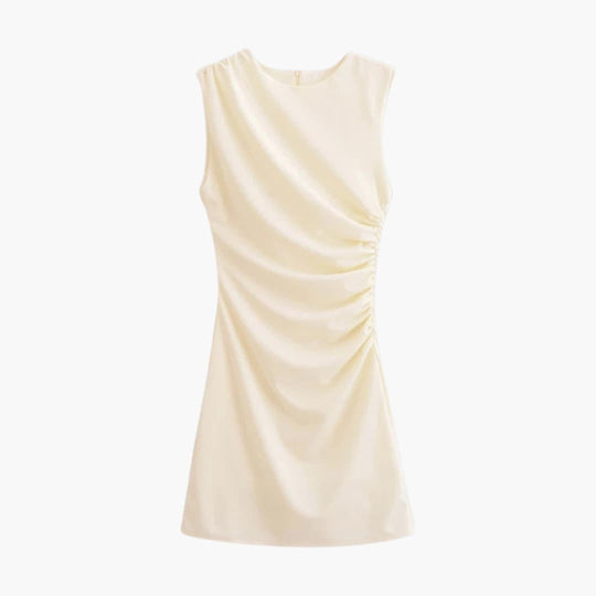 Women's Sleeveless Mini Dress with Draped Design and Bodycon Fit