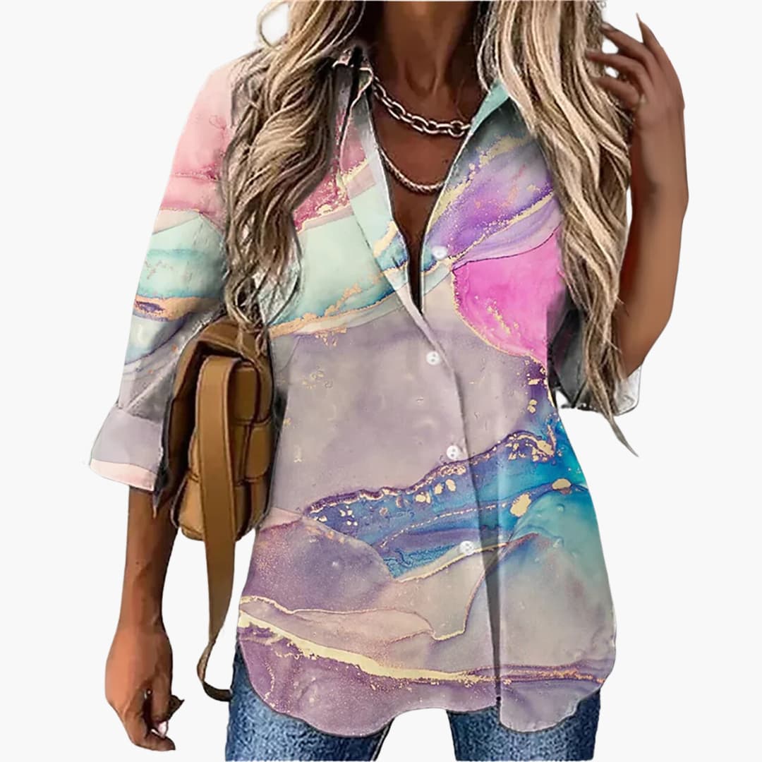 Women’s Blouse with Collar and Button Fastening